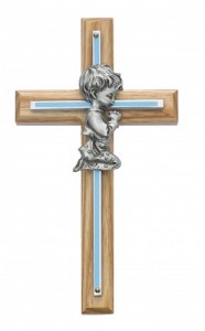 Boy Cross - Oak Wood with Silver and Blue Accent [CR3711]