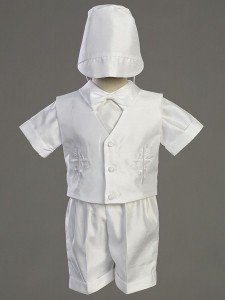 Boy's Embroidered Baptism Shantung Vest and Short Set [LCC8470]
