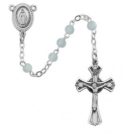 Boy's Rosary with 3mm Blue Glass Beads [RBMV001]