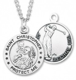 Men's St. Christopher Golf Medal Sterling Silver [HMM1007]