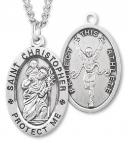 Men's St. Christopher Track Medal Sterling Silver [HMM1022]