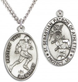 Men's Sterling Silver Saint Sebastian Football Medal [HMM1028]