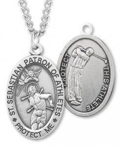 Men's St. Sebastian Golf Medal Sterling Silver [HMM1031]