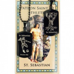 Boy's St. Sebastian Soccer Dog Tag Necklace and Prayer Card [MV1089]