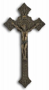 Bronzed Resin Wall Crucifix - 9 Inches [GSCH1090]