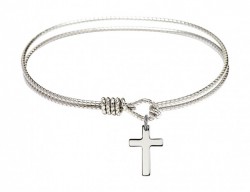 Cable Bangle Bracelet with a Cross Charm [BRC0111Y]