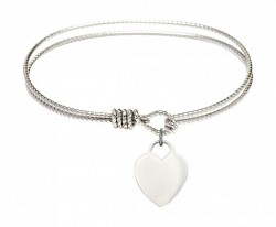 Cable Bangle Bracelet with a Heart Charm [BRC3400]