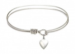 Cable Bangle Bracelet with a Heart Charm [BRC4158H]