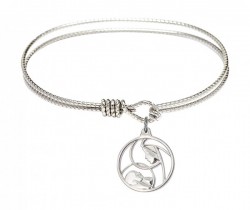 Cable Bangle Bracelet with a Madonna and Child Charm [BRC6225]