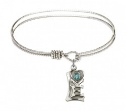 Cable Bangle Bracelet with a Miraculous Charm [BRC5901]