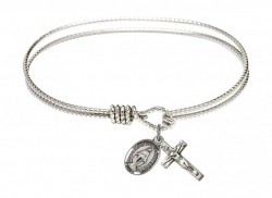 Cable Bangle Bracelet with a Miraculous and Crucifix Charm [BRC0702MSETS]