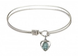 Cable Bangle Bracelet with a Miraculous Heart Charm [BRC5401E]