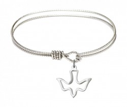 Cable Bangle Bracelet with an Open Cut Holy Spirit Charm [BRC1510]