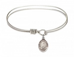 Cable Bangle Bracelet with Our Lady of Rosa Mystica Charm [BRC9413]