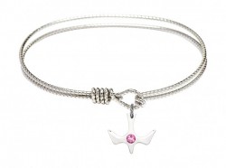 Cable Bangle Bracelet with a Petite Holy Spirit Charm and Birthstone [BRST024]