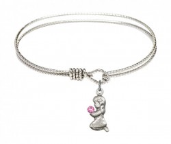 Cable Bangle Bracelet with a Praying Girl Charm [BRST017]