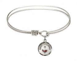 Cable Bangle Bracelet with a Red Dove Charm [BRC0601X]