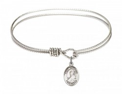 Cable Bangle Bracelet with a Saint Benjamin Charm [BRC9013]