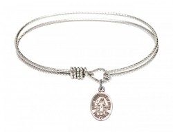 Cable Bangle Bracelet with a Saint Bernadine of Sienna Charm [BRC9387]