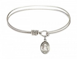 Cable Bangle Bracelet with a Saint Bridget of Sweden Charm [BRC9122]