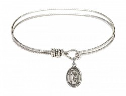 Cable Bangle Bracelet with a Saint Kenneth Charm [BRC9332]