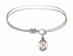 Cable Bangle Bracelet with a Saint Kieran Charm [BRC9367]