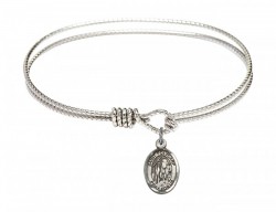 Cable Bangle Bracelet with a Saint Polycarp of Smyrna Charm [BRC9363]