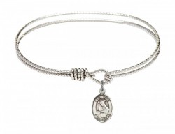 Cable Bangle Bracelet with a Saint Rose of Lima Charm [BRC9095]