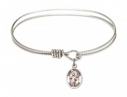 Cable Bangle Bracelet with a Saint Theodore Stratelates Charm [BRC9415]