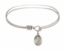 Cable Bangle Bracelet with a Saint Therese of Lisieux Charm [BRC9210]