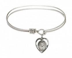 Cable Bangle Bracelet with a Scapular Charm [BRC4126]