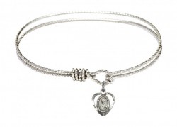 Cable Bangle Bracelet with a Scapular Charm [BRC5402]