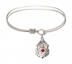 Cable Bangle Bracelet with a Scapular Charm [BRST047]