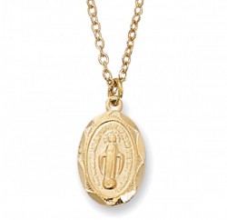 Child Size Oval Gold Plated Miraculous Medal [MV2002]