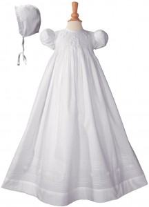 Cotton Embroidered Short Sleeve Long Christening Gown [LTM002]