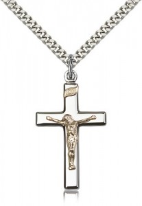 High Polish Traditional Crucifix Medal Two-Tone [BM0295]