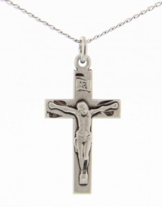 Women's Dainty Crucifix Pendant Etched Accents [CM2063]