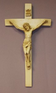 Crucifix in lightly antiqued alabaster 9 1/2 [CRX4041]