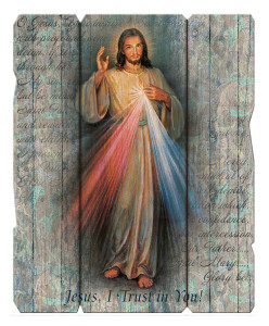 Divine Mercy Wall Plaque in Distressed Wood [HFA4613]