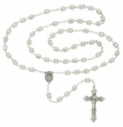 Double Capped Clear Glass Rosary [MVRB1061]