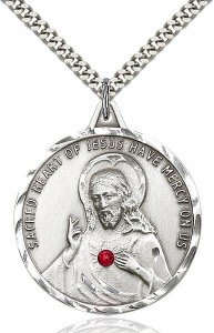 Elegant Sacred Heart of Jesus Pendant with Birthstones [BLST0203]