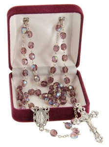 February Purple Aurora Glass Bead Rosary [MVRB1132]