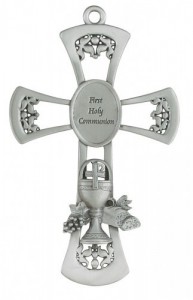 First Communion Pewter Chalice Wall Cross [CR3970]