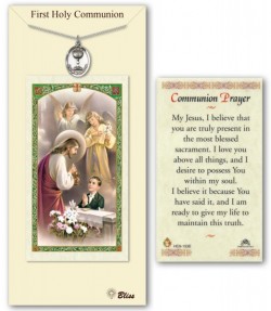 First Holy Communion Medal in Pewter with Prayer Card [BLPCP004]