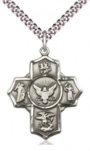 Five Way Cross Navy Necklace [BM1015]