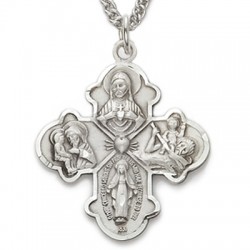 Five Way Immaculate Heart Pendant 1 inch with Chain [SM0095]