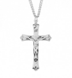 Flower Tip Men's Crucifix Necklace [HMM3300]