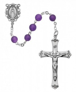 Genuine Amethyst Rosary with Open Cut centerpiece [MVRB1034]