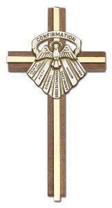 Gifts of Confirmation Wall Cross in Walnut and Metal Inlay 6“ [CRB0064]