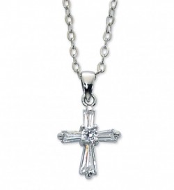 Girls Crystal Clear Cross Necklace [MV1064]